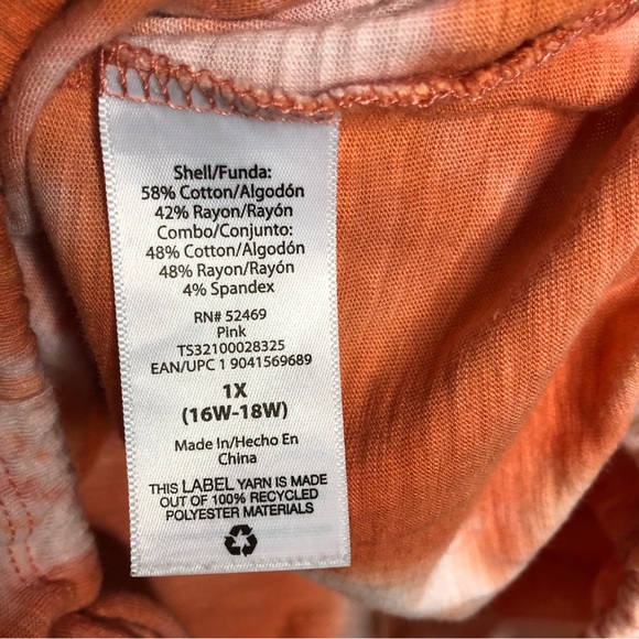 Women’s plus size 1X short sleeve orange tie dye drawstring waist hippie cowgirl - Picture 5 of 6